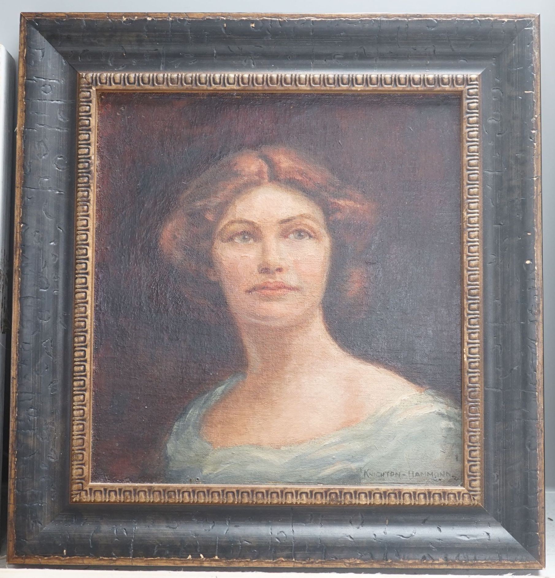 Arthur Knighton-Hammond (1875-1970), oil on board, Portrait of a lady, signed, 23 x 21cm